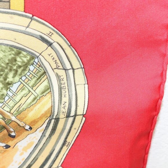 HERMES Carre 90 Scarf ""SANSSOUCY"" Silk Red Auth hk2695 - Picture 13 of 14